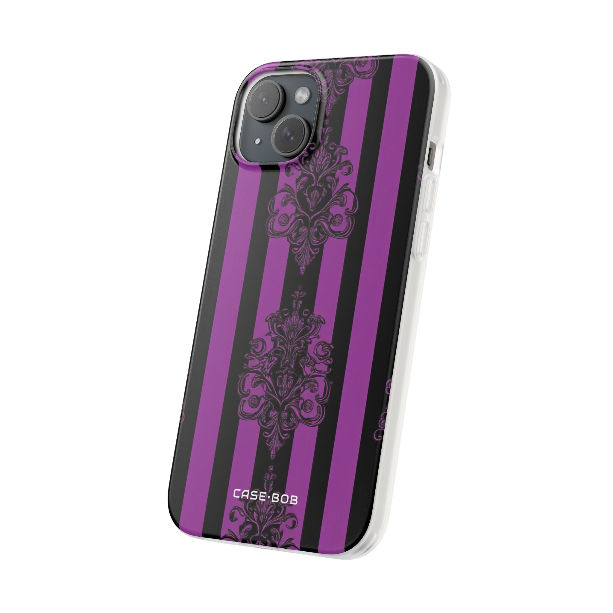 Damask Elegance Purple iPhone 15 Plus Case - Soft
