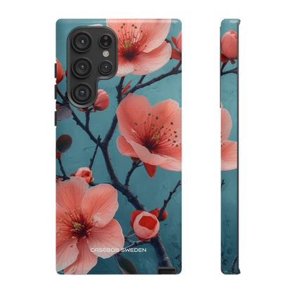 Teal Coral Blossom - Tough Samsung S22 Phone Case