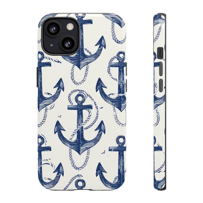 Navy Anchor Loop iPhone 13 Case - Tough