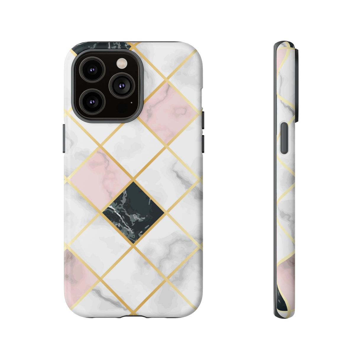 Pink Marble Geometric iPhone Case (Protective) iPhone 14 Pro Max Matte Phone Case