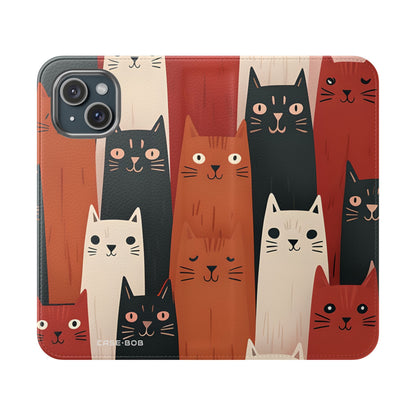 Cat Columns Orange - iPhone 15 Case - Wallet