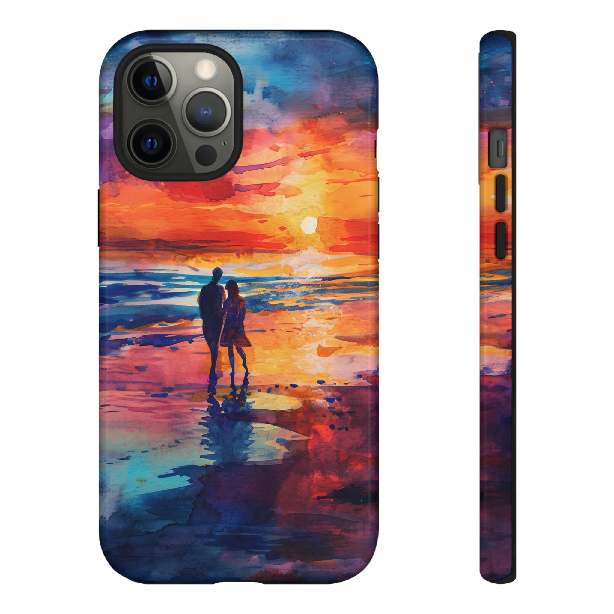 Beach Sunset Love Silhouettes - Protective Phone Case