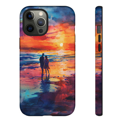 Beach Sunset Love Silhouettes - Protective Phone Case