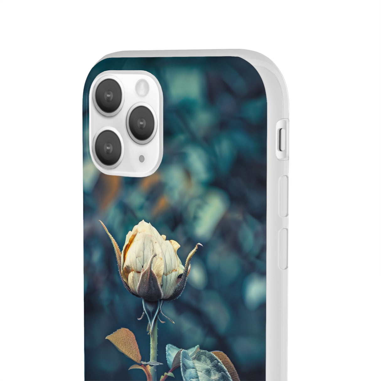 Teal Rosebud Serenade | Flexible Phone Case for iPhone