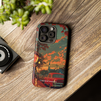 Mid-Century Nostalgia Streetscape iPhone 15 - Tough Phone Case