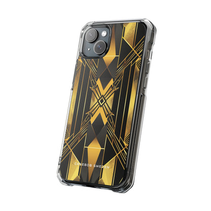 Golden Geometric Elegance iPhone 15 - Clear Impact Phone Case