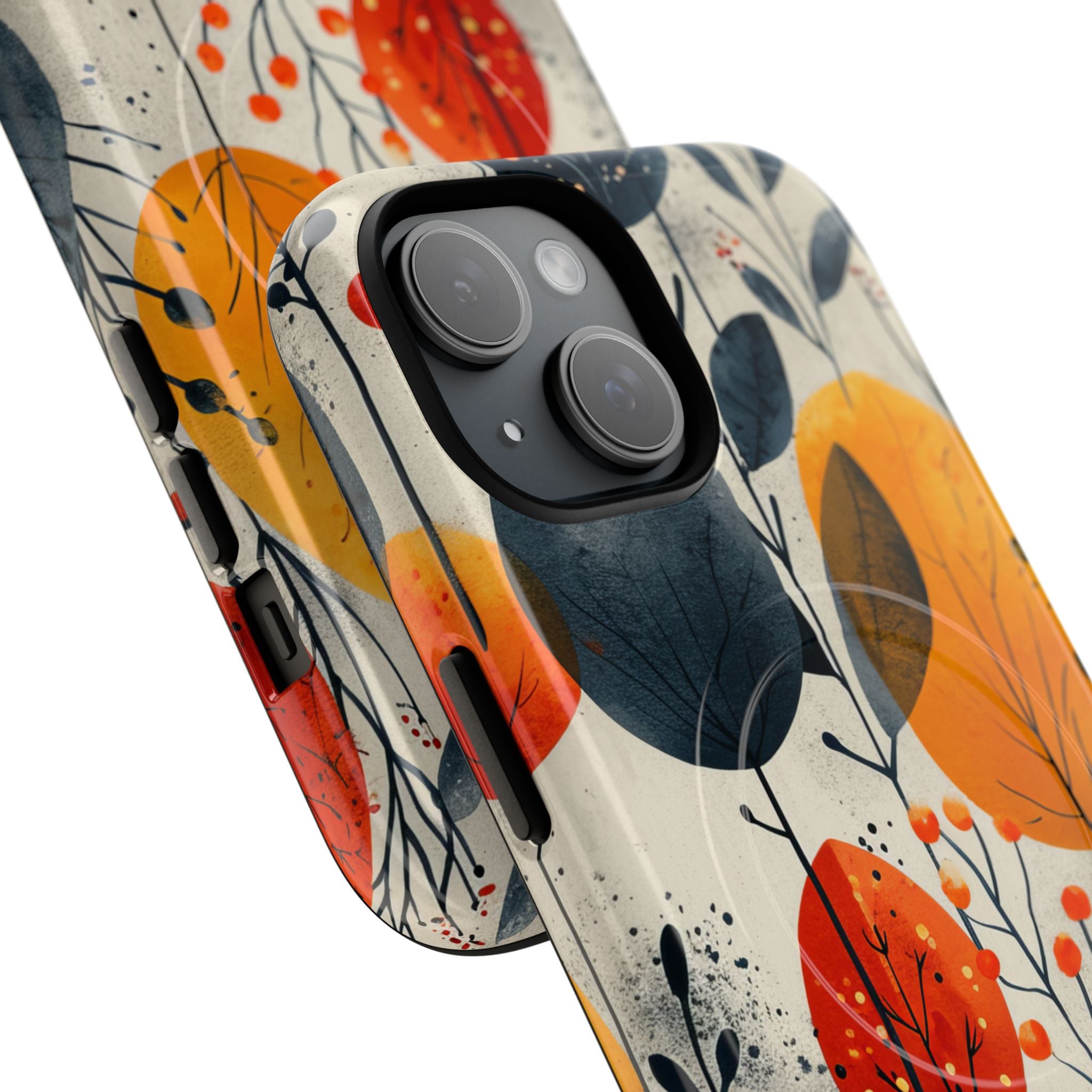 Modern Autumn Leaf Pattern - Tough + MagSafe® iPhone 15 Phone Case