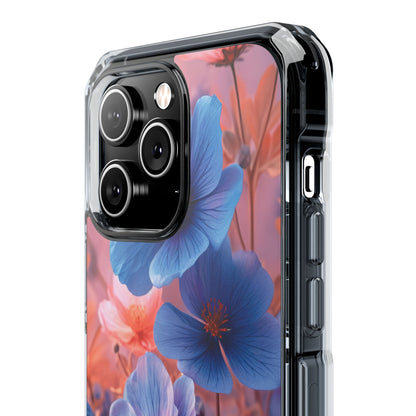 Blue Peach Blossoms - Clear Impact iPhone 14 Phone Case