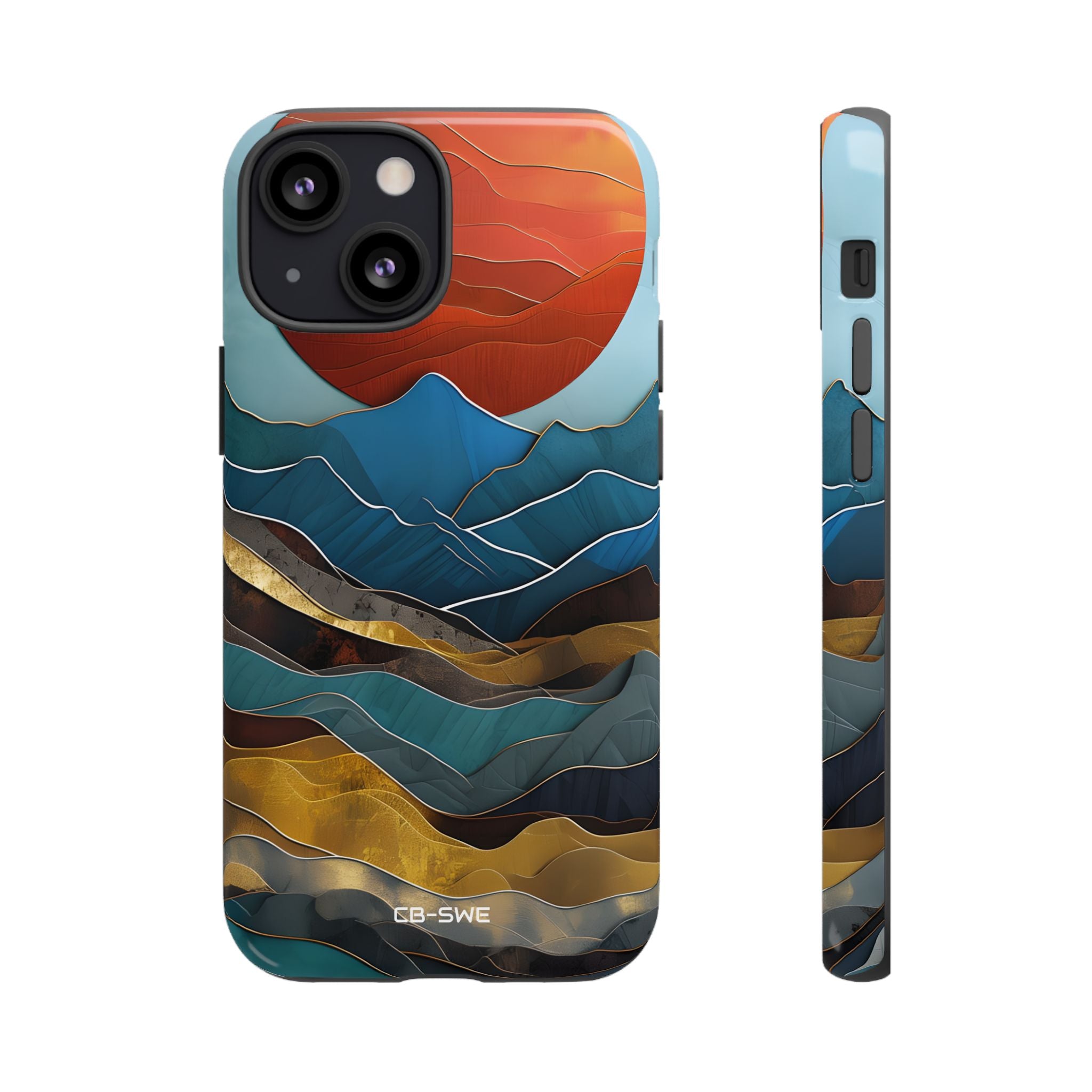 Sunset Geometry Waves - iPhone Case