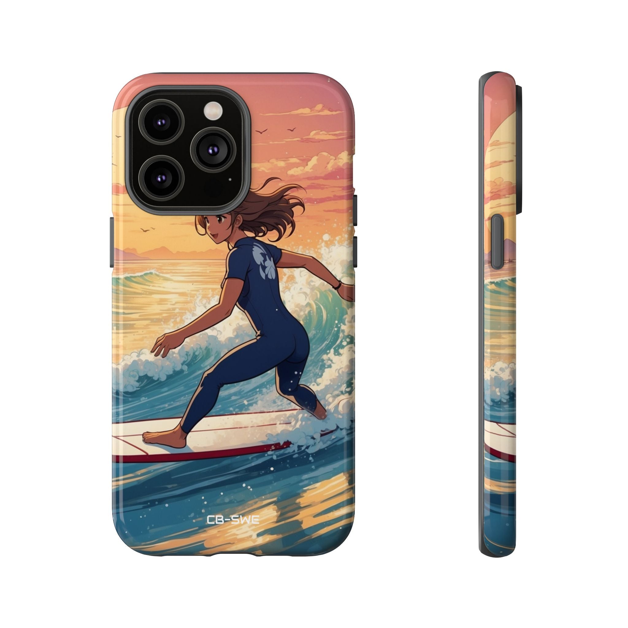 Surfing Into Sunset - iPhone Case