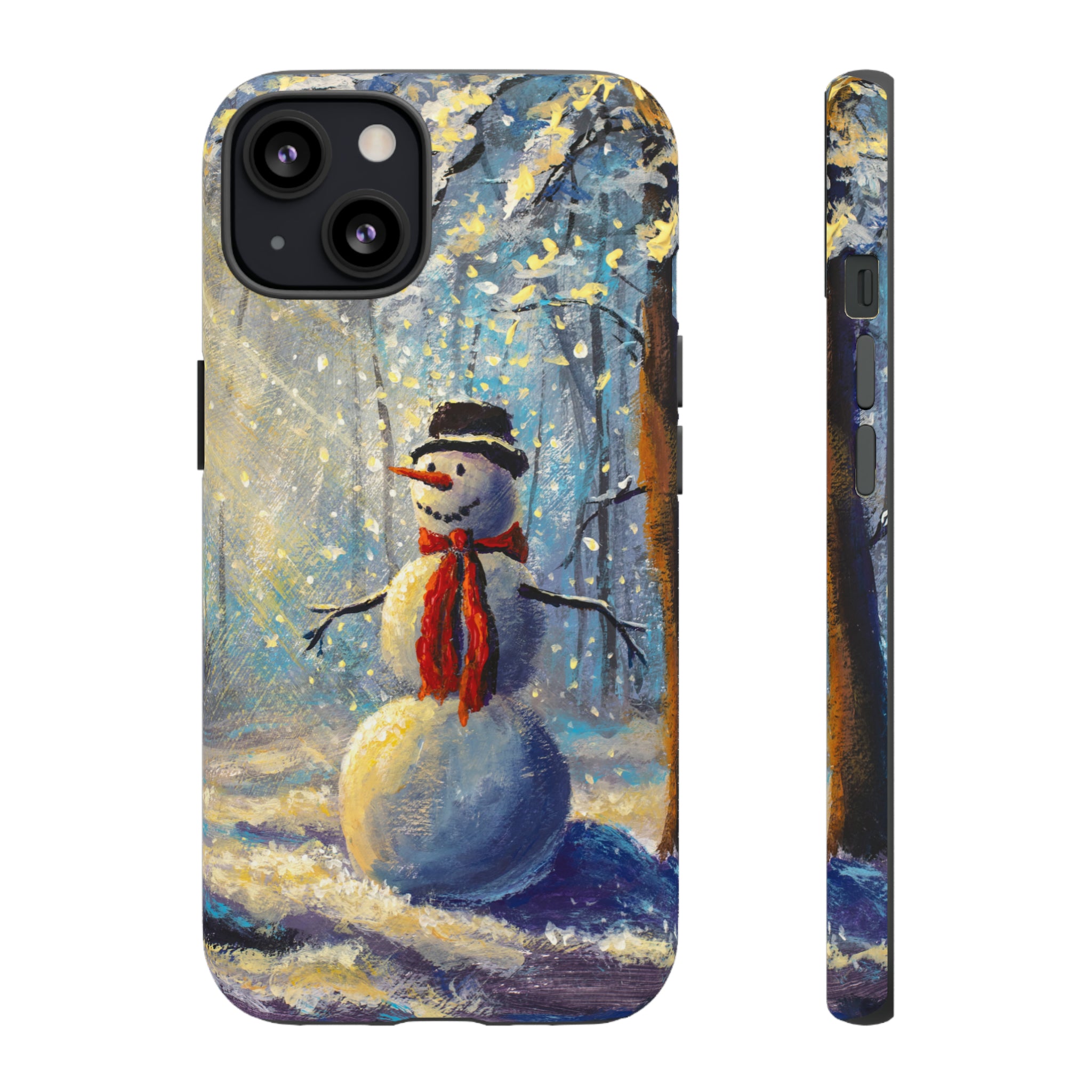 Oil painting - Happy Snowman - Protective Phone Case