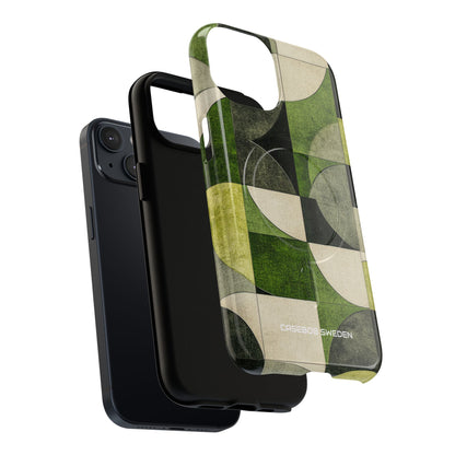 Green Geometric Harmony - Tough + MagSafe® iPhone 14 Phone Case