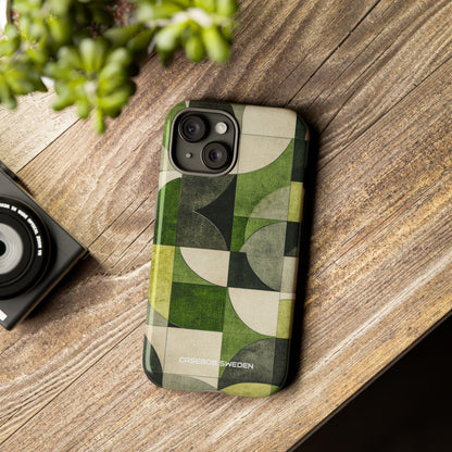 Green Geometric Harmony - Tough iPhone 15 Phone Case