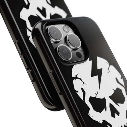 Minimalist White Skull Lightning Bolt Icon iPhone 16 - Tough