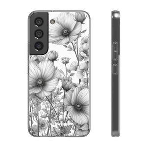 Monochrome Flora | Flexible Handyhülle für Samsung Galaxy