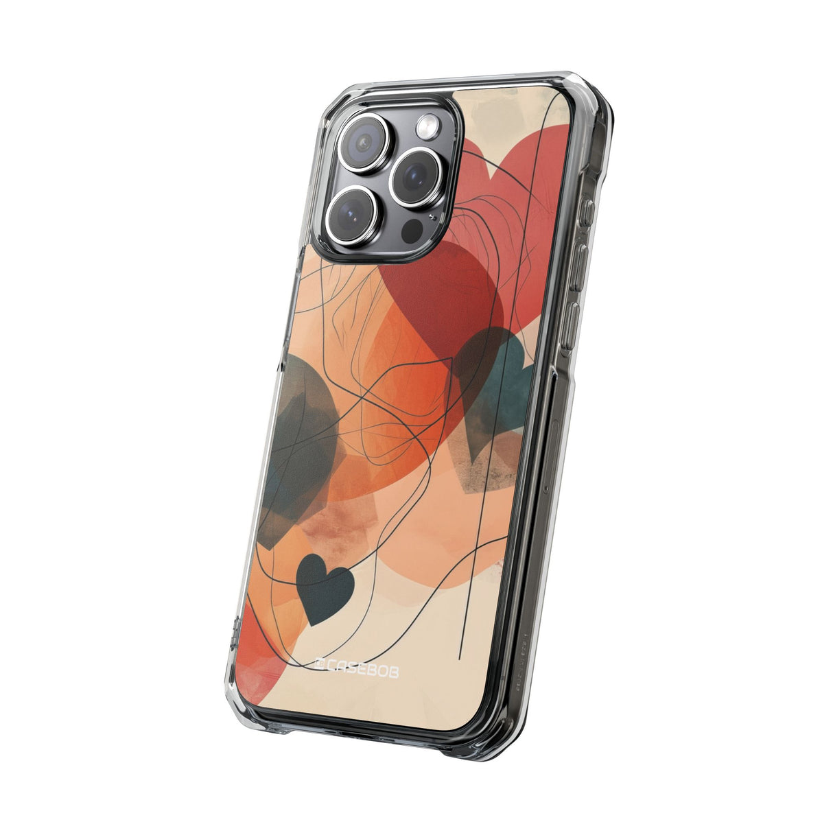 Abstract Heart Harmony - Phone Case for iPhone (Clear Impact - Magnetic)