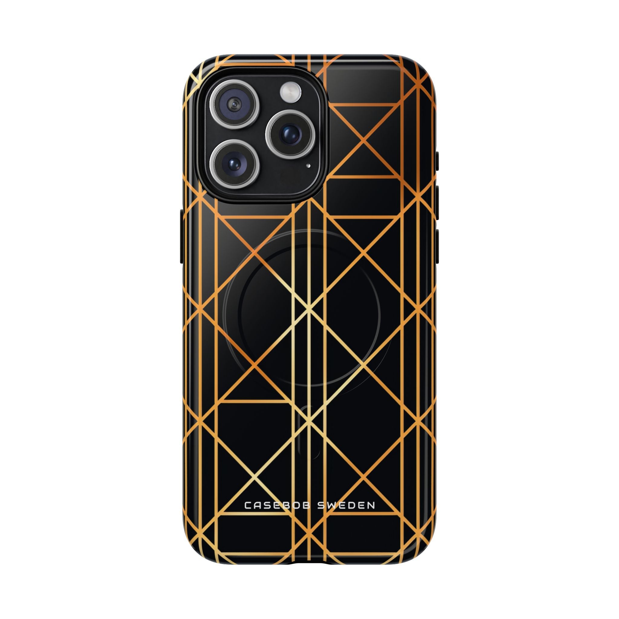 Golden Geometric Elegance iPhone 15 | Tough+ Phone Case