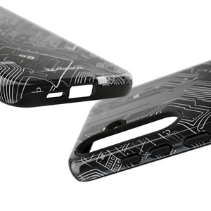 Circuitry Dreams: Abstract Black Design - For Samsung S24