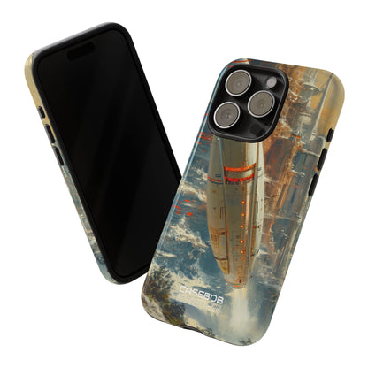 Futuristic Forest Voyage iPhone 15 - Tough