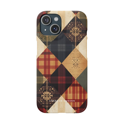 Rustic Geometric Patchwork Harmony iPhone 15 - Slim Phone Case