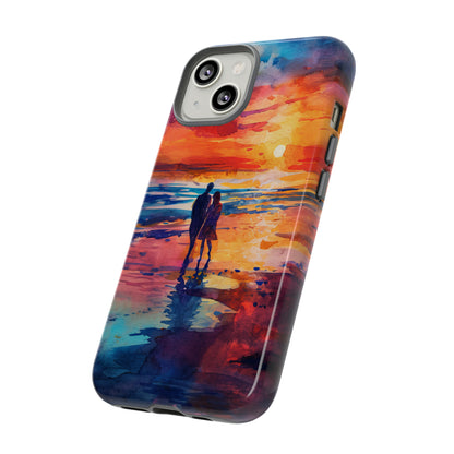 Beach Sunset Love Silhouettes - Protective Phone Case