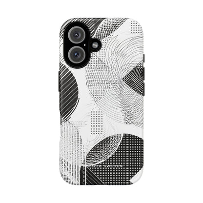 Geometric Monochrome Flow iPhone 16 - Tough Phone Case