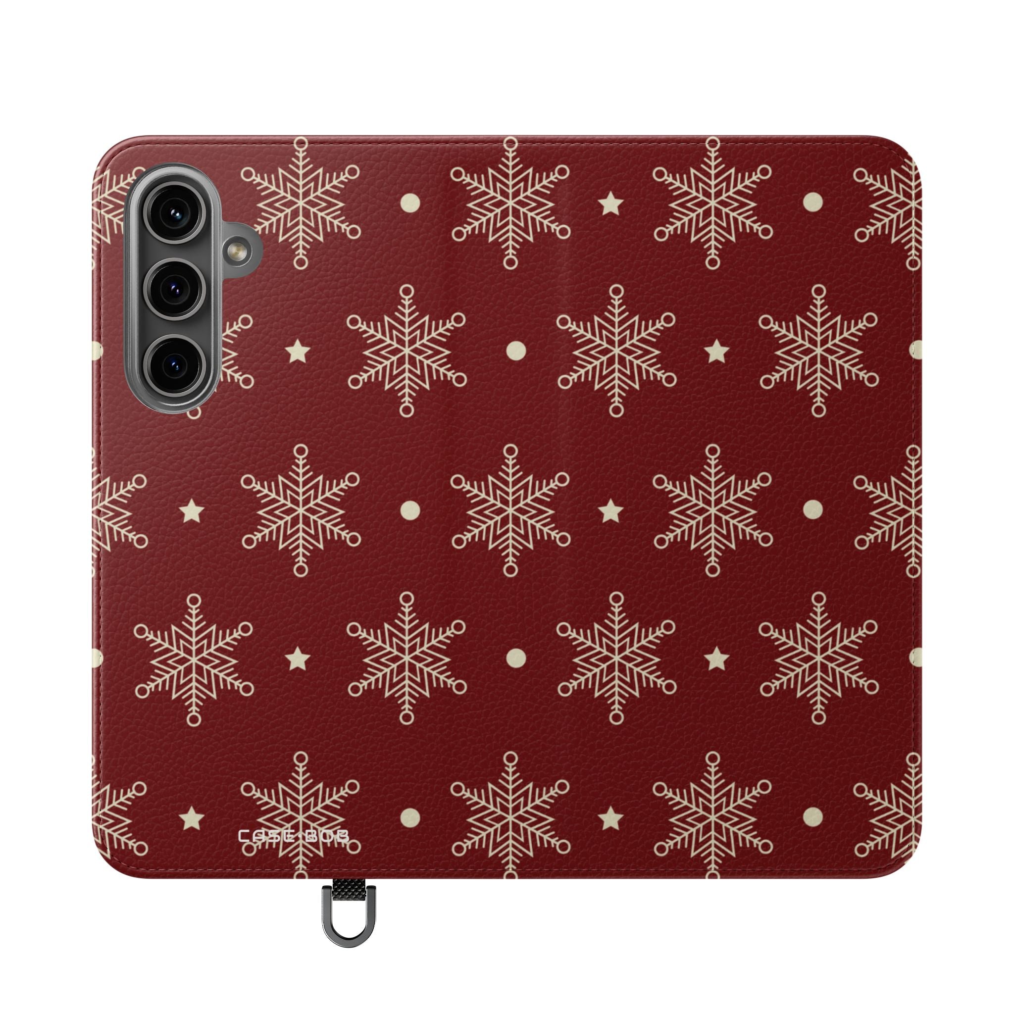 Cream Snowflakes Crimson - Samsung S24 Plus Case - Wallet