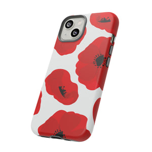 Red poppies on white iPhone case (Protective) - Protective Phone Case