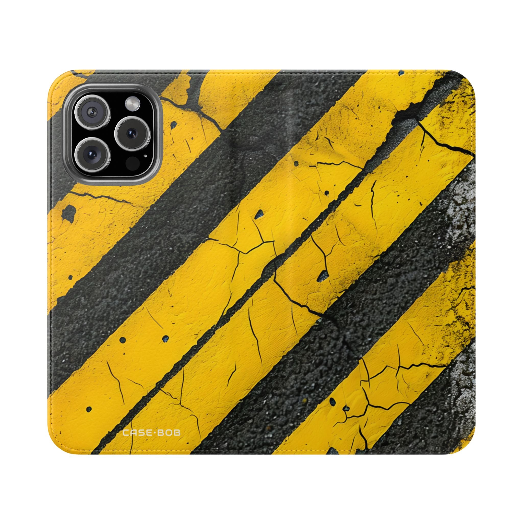 Yellow Stripes Distress - iPhone 16 Max Case - Wallet