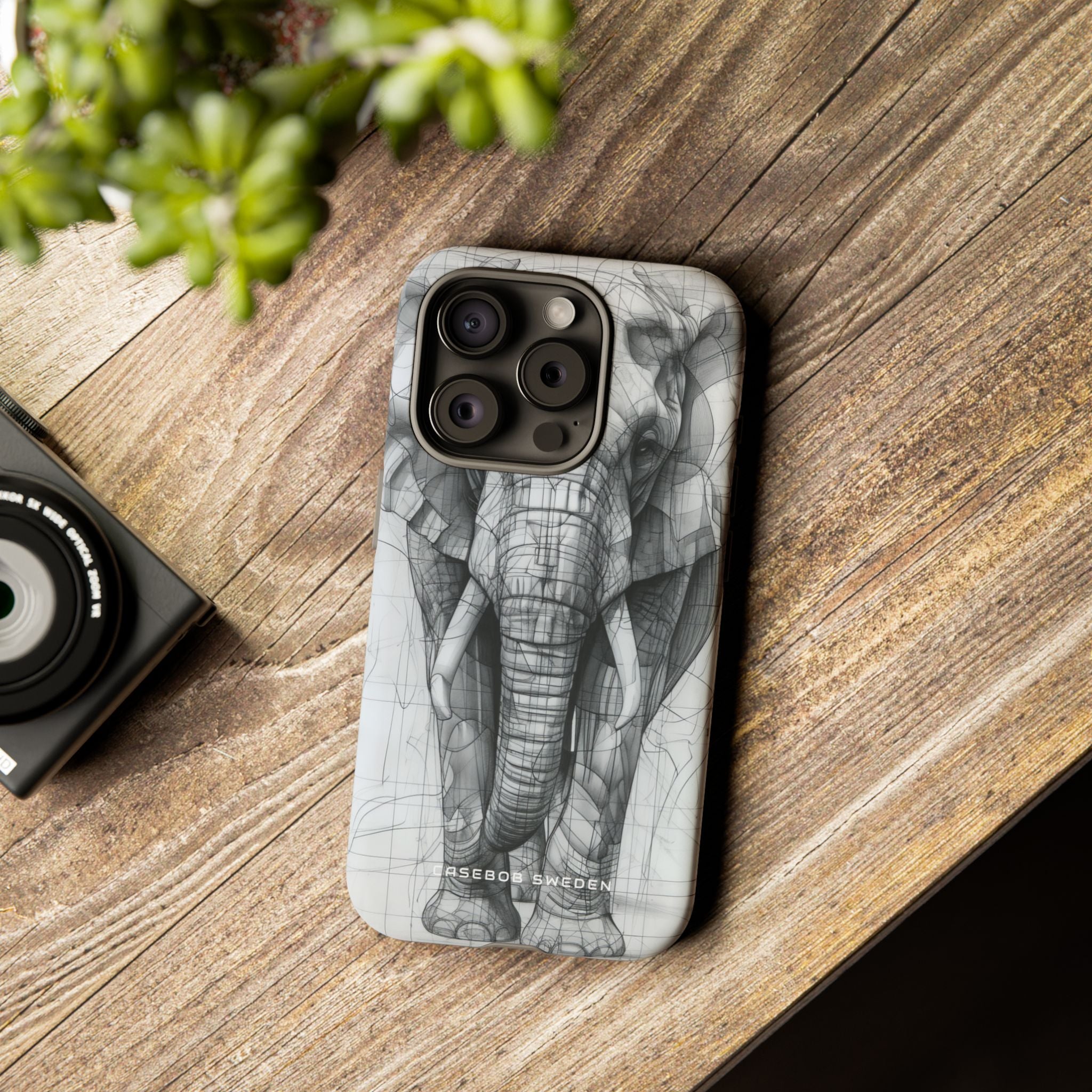 Elephant Line Geometry iPhone 15 - Tough Phone Case