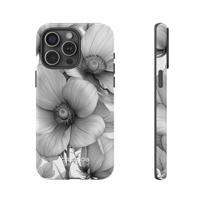 Grijstinten Bloemenharmonie iPhone 15 - Tough