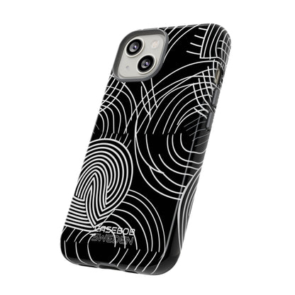 Monochrome Spiral Curves iPhone 14 - Tough