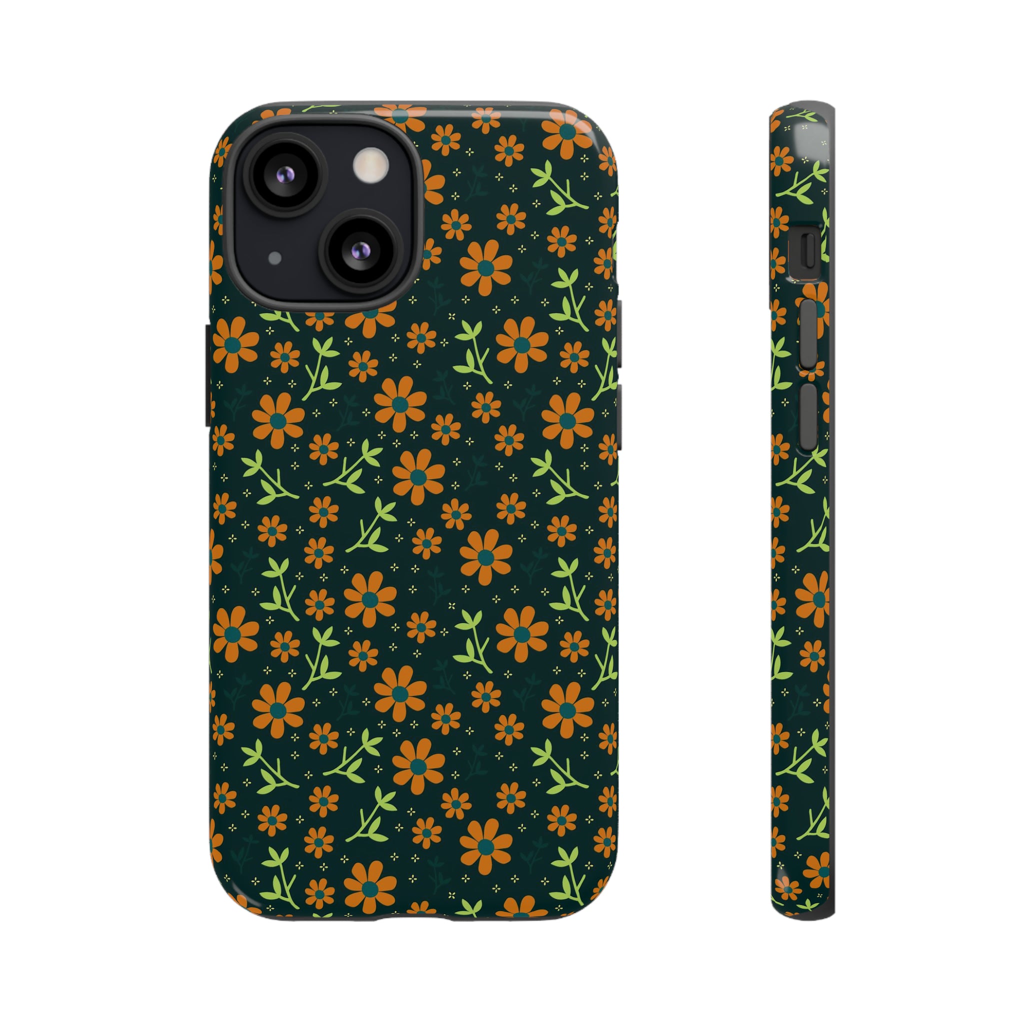 Green Flower Pattern - Protective Phone Case