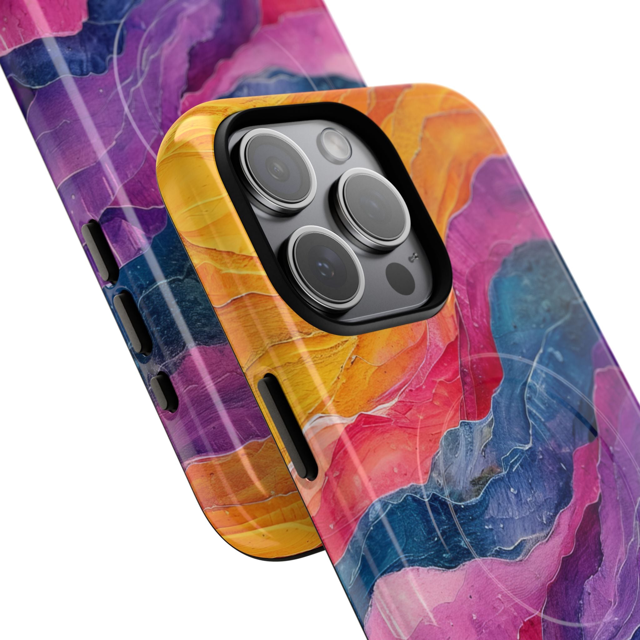 Vibrant Abstract Waves - Tough + MagSafe® iPhone 15 Phone Case