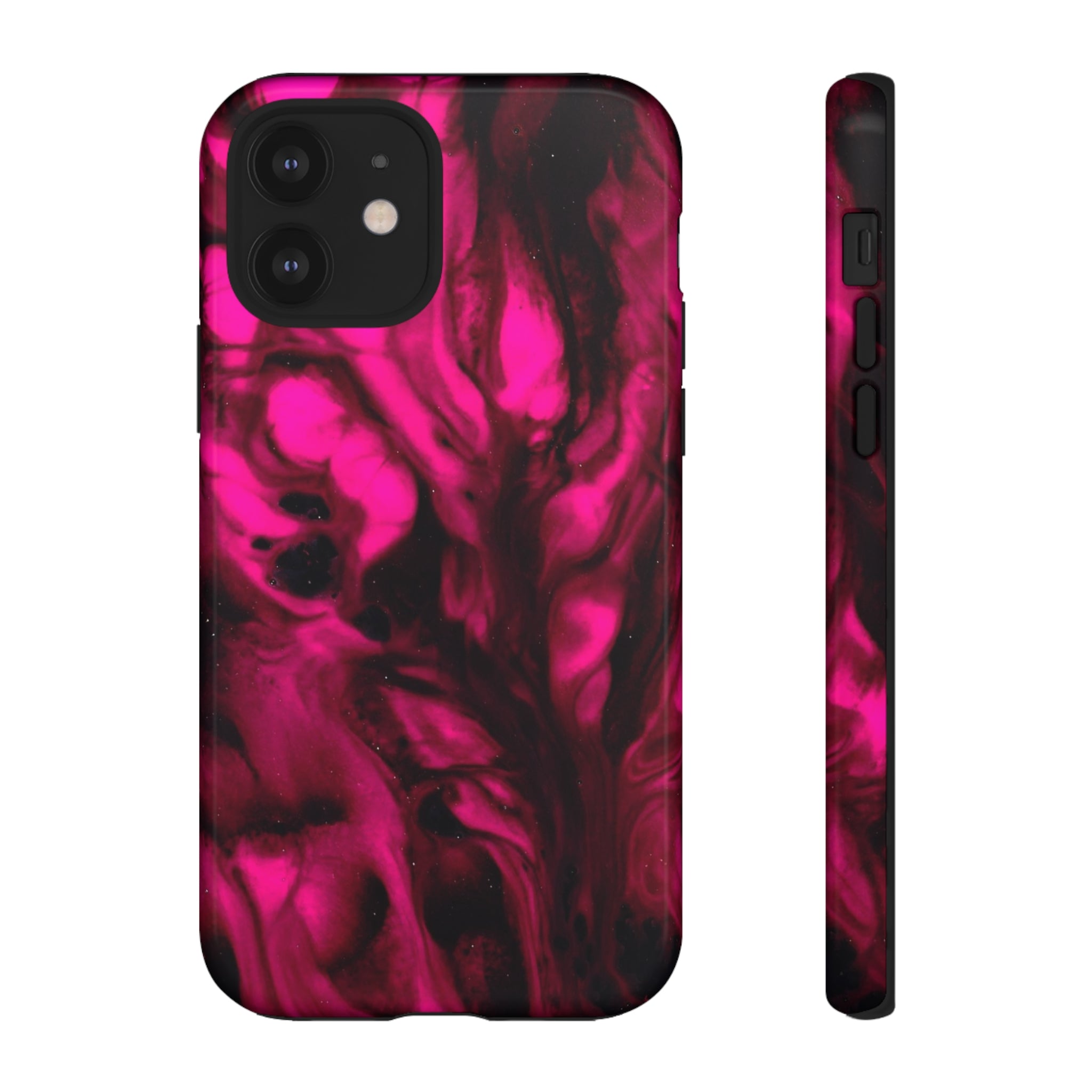 Bright Pink Ink Art iPhone Case (Protective) iPhone 12 Glossy Phone Case