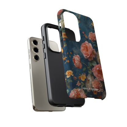 Blue Floral Elegance - Tough Samsung S23 Phone Case