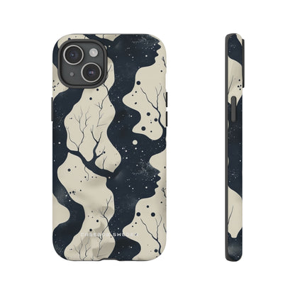 Organic Fluid Silhouettes with Cosmic Depth iPhone 15 - Tough Phone Case