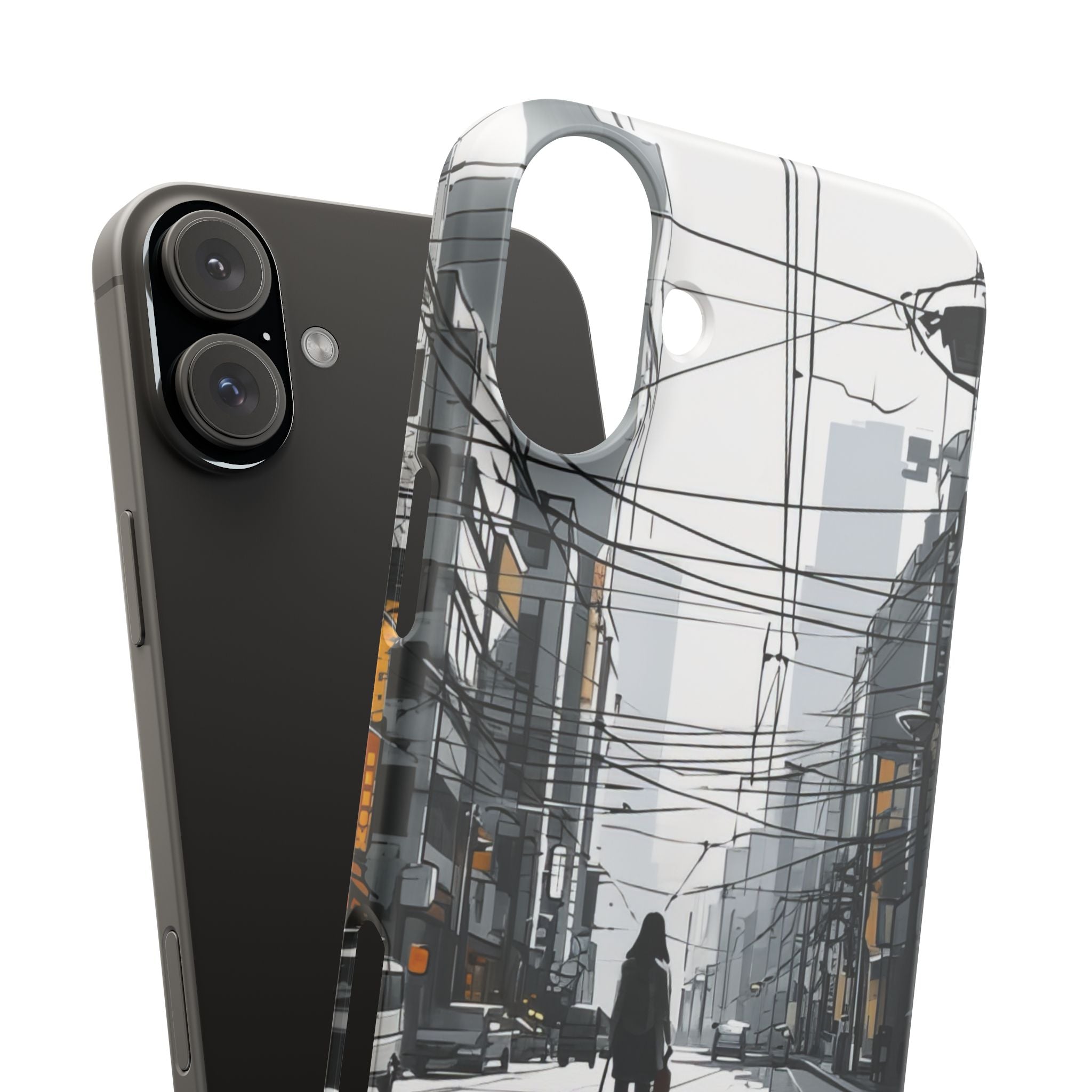 Urban Noir Streetscape iPhone 16 - Slim Phone Case