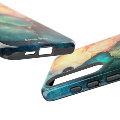 Teal Mosaic Veins Samsung S25 Plus Case - Tough