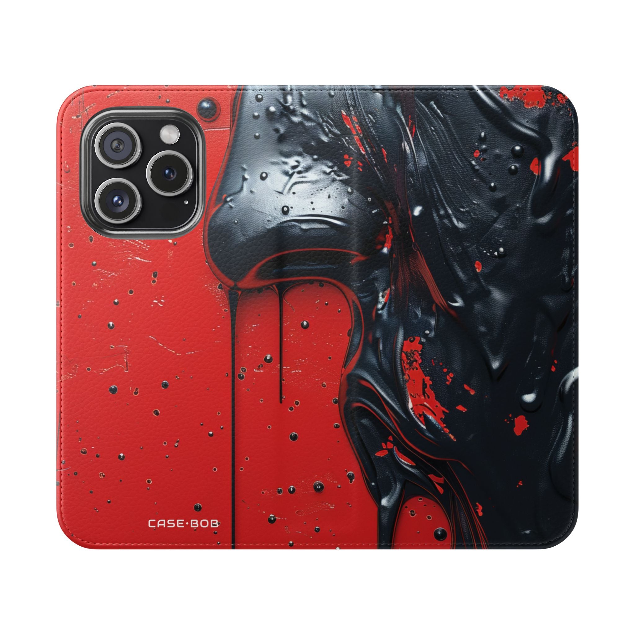 Glossy Black Face - iPhone 15 Pro Case - Wallet