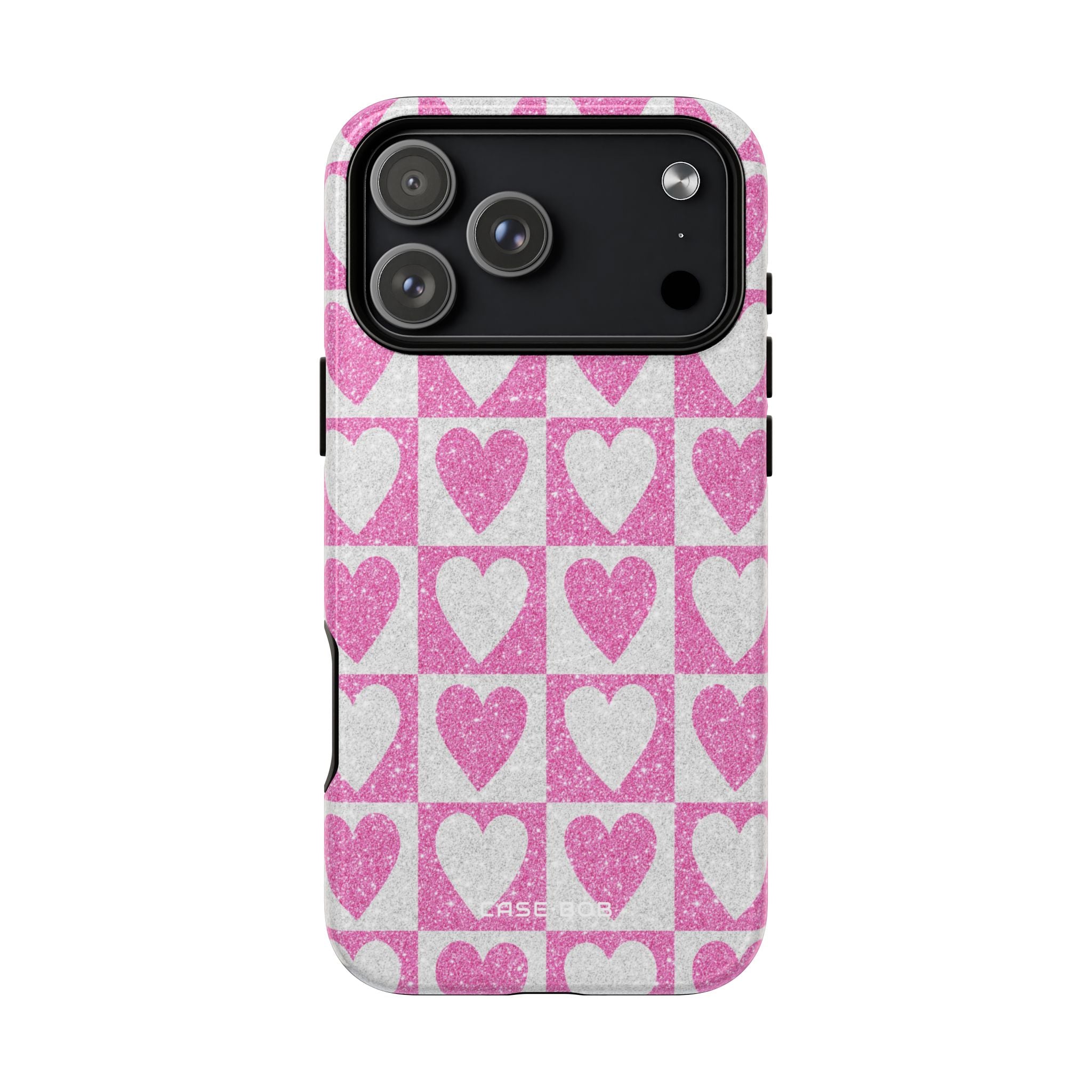 Glitter Heart Grid iPhone 17 Pro Max Case - Tough+