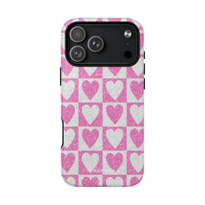 Glitter Heart Grid iPhone 17 Pro Max Case - Tough+