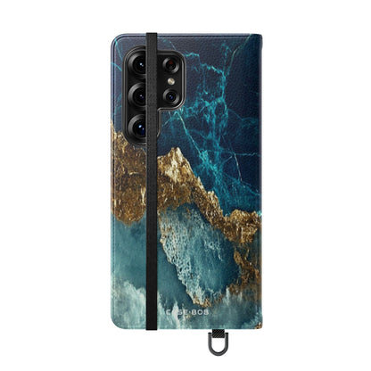 Golden Fracture Teal - Samsung S25 Ultra Case - Wallet