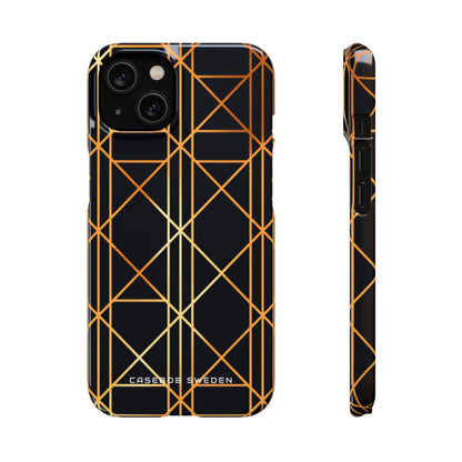 Golden Geometric Elegance iPhone 14 - Slim Phone Case