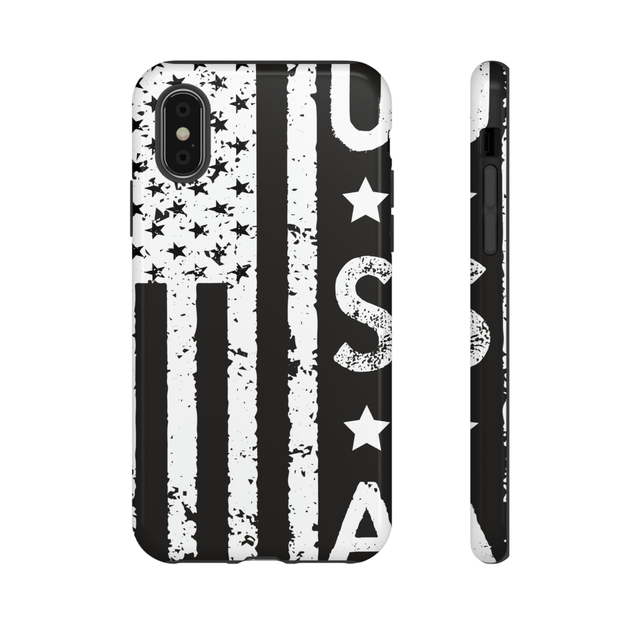 Black n White U.S Flag - Protective Phone Case