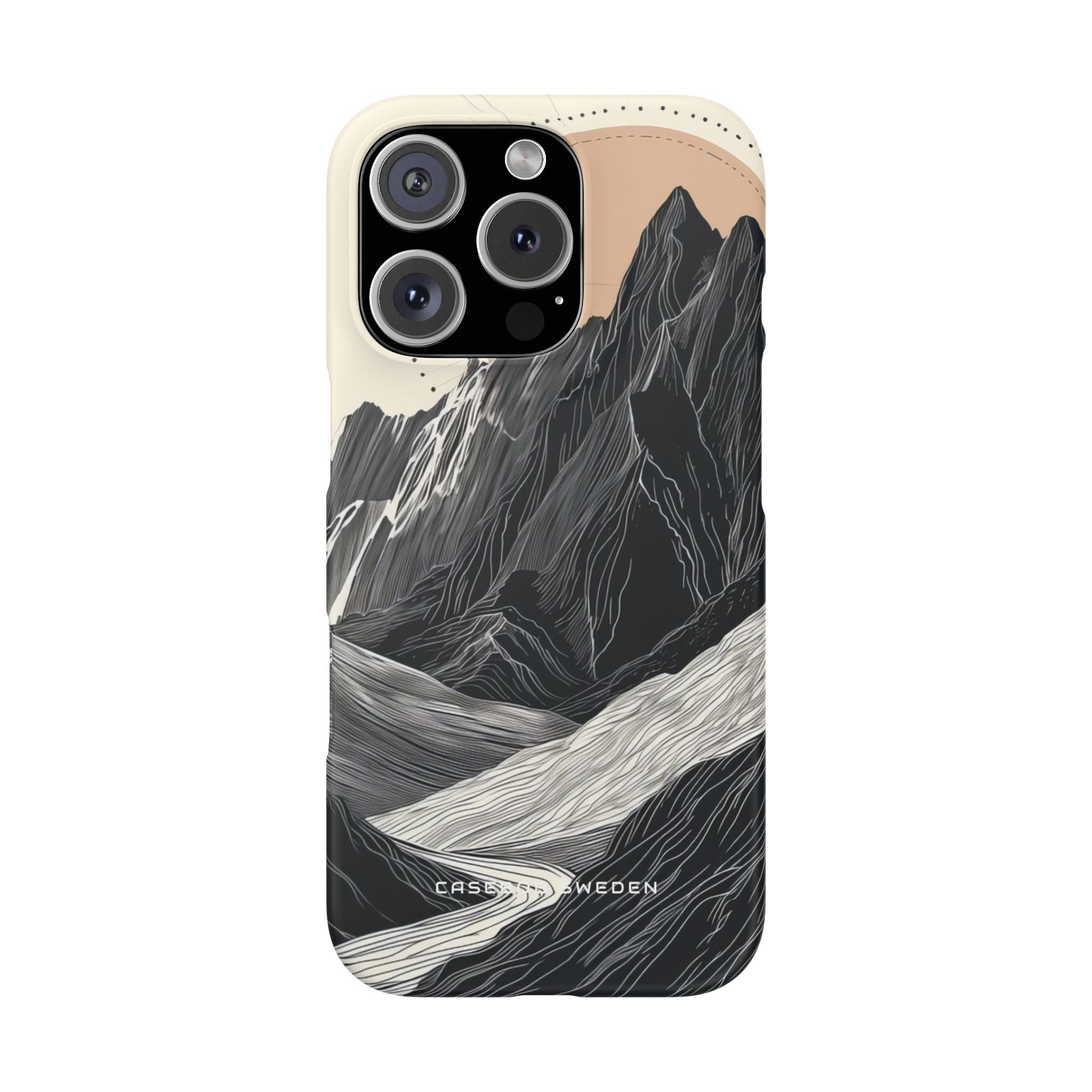 Minimalist Mountain Landscape with Flowing River iPhone 16 - Slim Phone Case