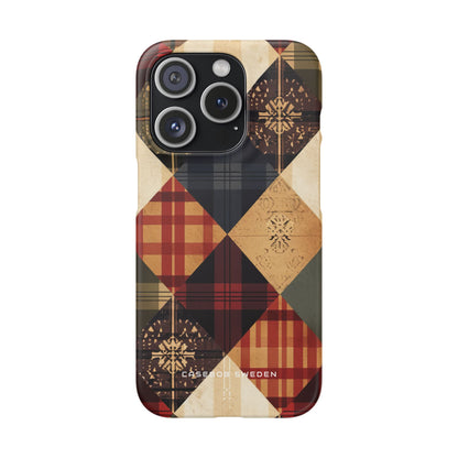 Rustic Geometric Patchwork Harmony iPhone 15 - Slim Phone Case