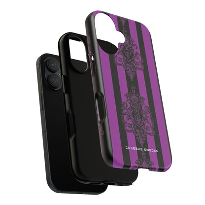 Gothic Elegance with Vertical Stripes and Ornamental Motifs iPhone 16 - Tough Phone Case