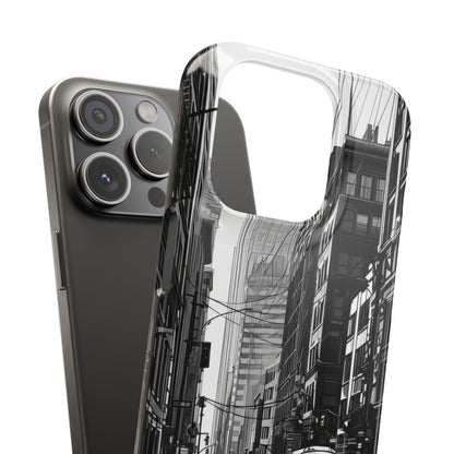 Urban Cityscape Line Perspective iPhone 15 - Slim Phone Case