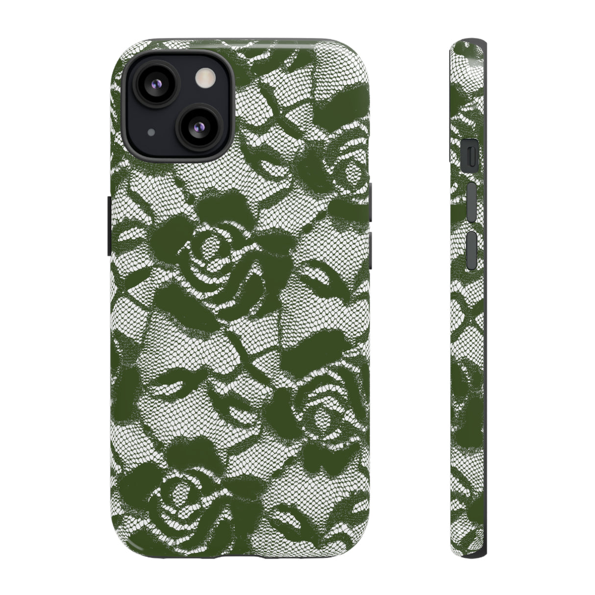 Green Lace Gothic Flower - Protective Phone Case